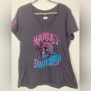 Harley Davidson Blinged Skull Authentic Biker Built T